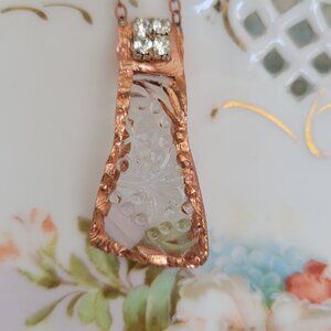 Textured Broken Crystal Copper Foil Pendant Necklace